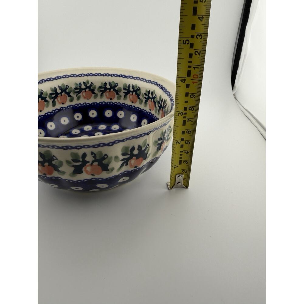 Boleslawiec Manufakura Polish Pottery Apple Bowl 6.75" Wide Hand Painted - Picture 6 of 7